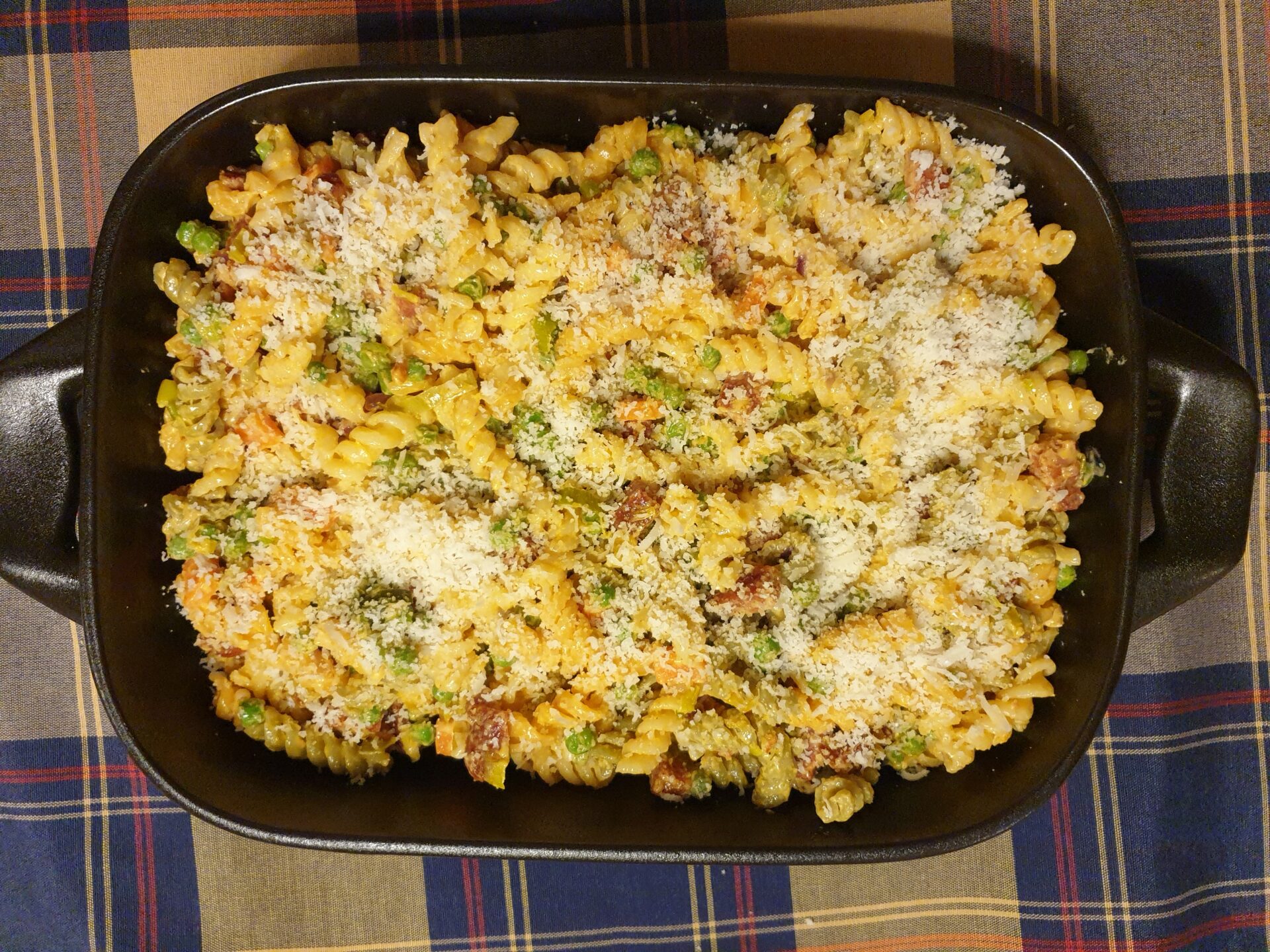 Pasta met chorizo uit de oven